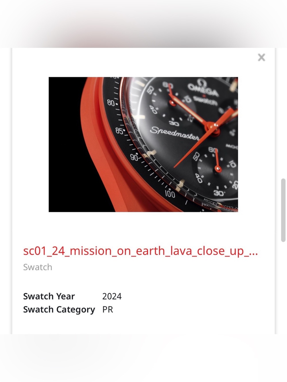 Omega x Swatch MoonSwatch Mission on Earth Lava Bioceramic Watch SO33O100 - Picture 12 of 12